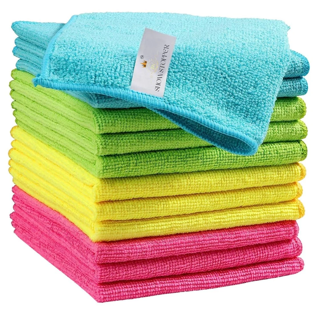 SHOWSTOPPER microfiber vehicle cleaning cloths in assorted colours — Amazon product photograph
