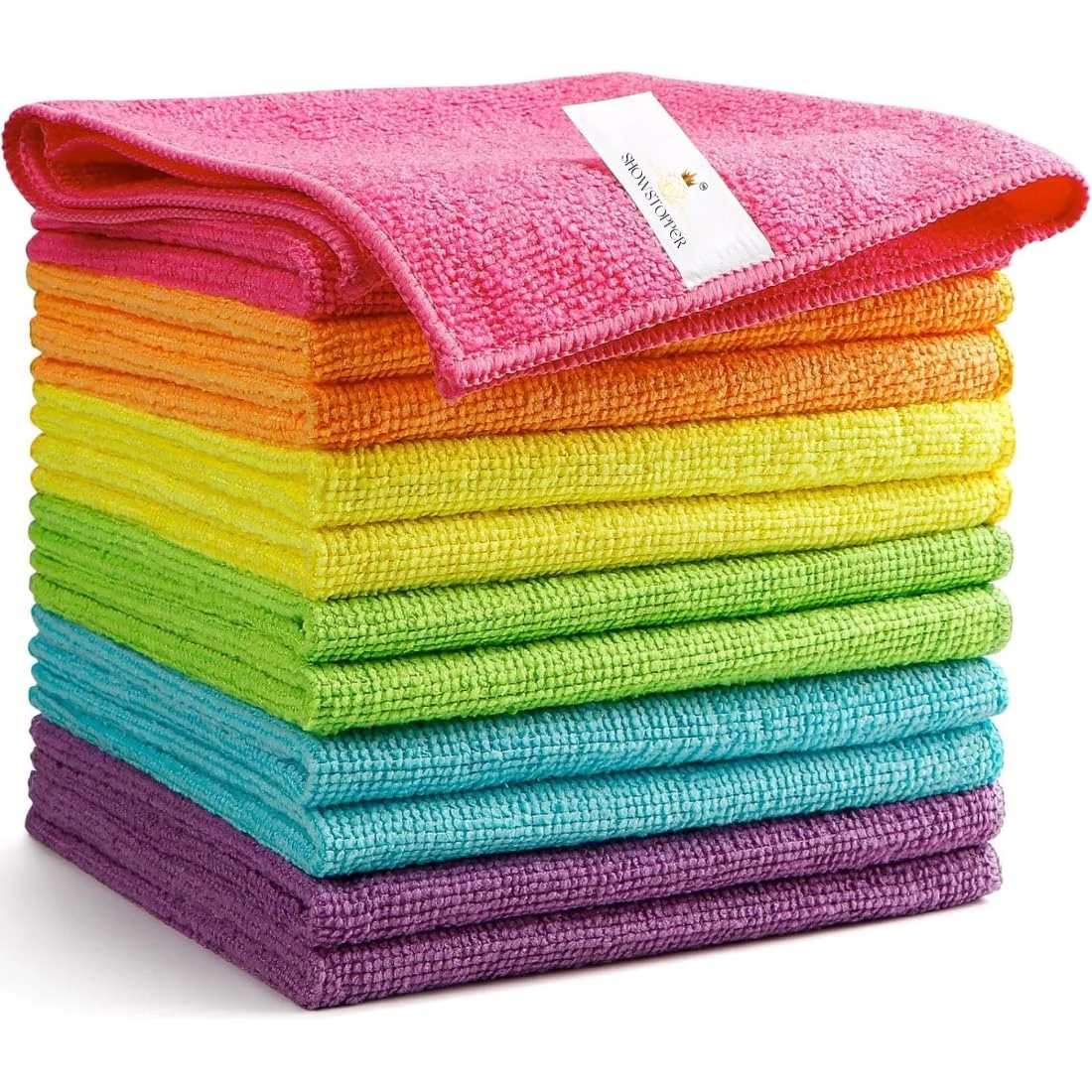 SHOWSTOPPER microfiber cleaning cloths in assorted colours — Amazon product photograph