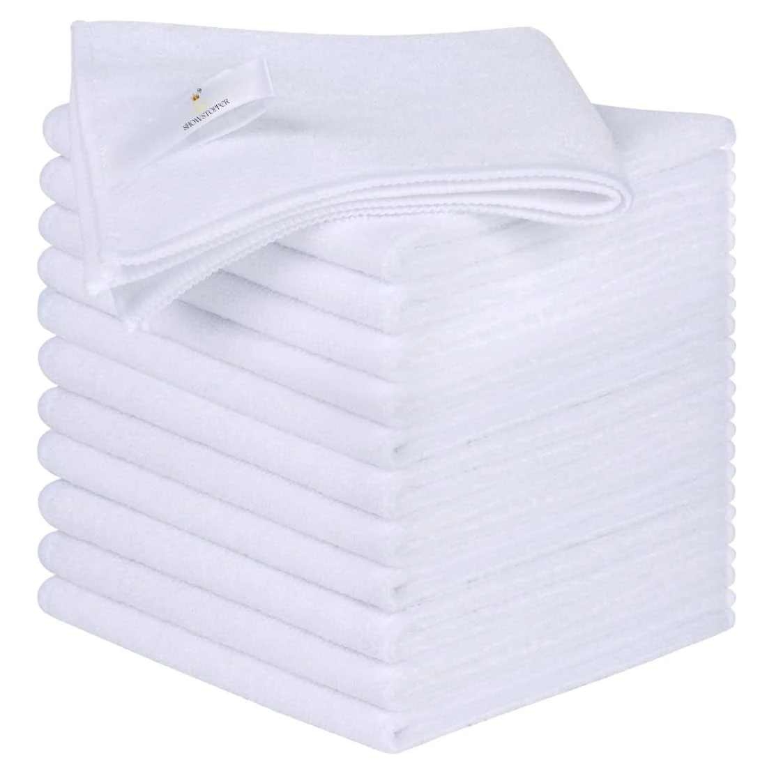 SHOWSTOPPER microfiber cleaning cloths in white — Amazon product photograph