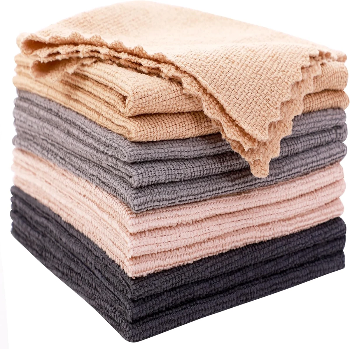SHOWSTOPPER microfiber cleaning cloths in multi-colour grey/light grey/brown/cream — Amazon product photograph