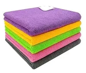 SHOWSTOPPER microfiber vehicle cleaning cloths in purple,orange,green,pink,gray — Amazon product photograph