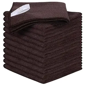 SHOWSTOPPER microfiber cleaning cloths in dark brown — Amazon product photograph