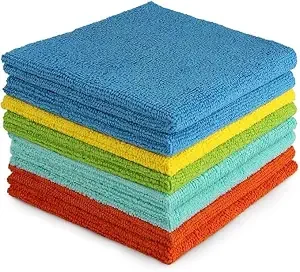 SHOWSTOPPER microfiber vehicle cleaning cloths in blue, green, yellow, red,sky blue — Amazon product photograph
