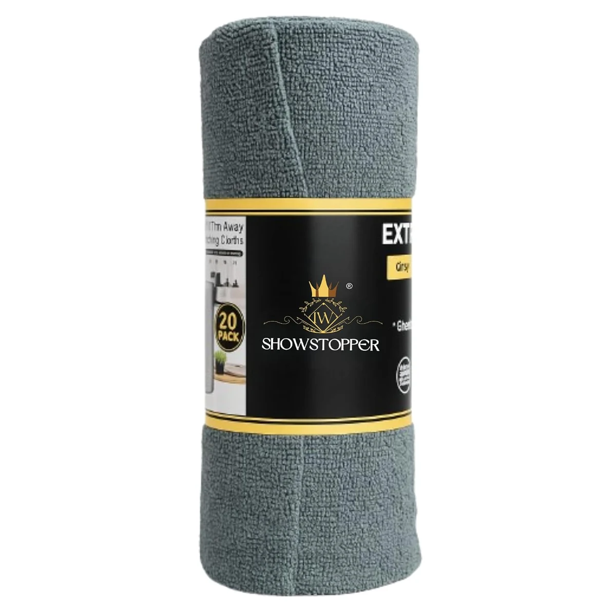 SHOWSTOPPER microfiber cleaning cloth roll in grey — Amazon product photograph