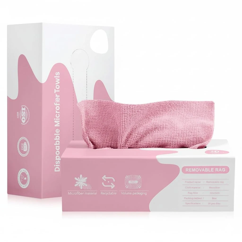 SHOWSTOPPER microfiber cloths with dispenser box in light pink — Amazon product photograph