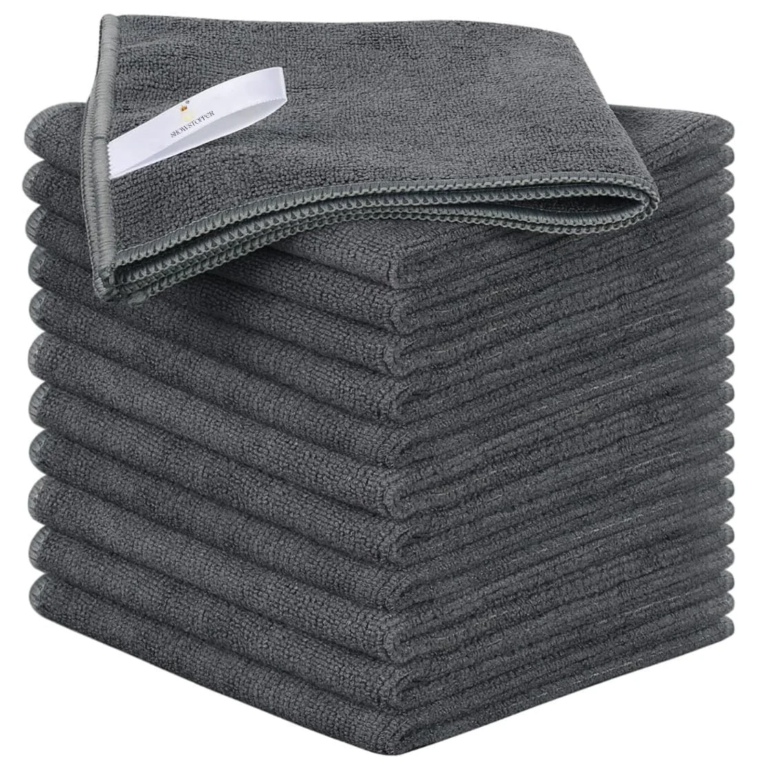 SHOWSTOPPER microfiber vehicle cleaning cloths in grey — Amazon product photograph